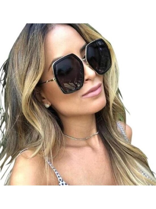 New Authentic - Black Gold / Grey Gg0106s - 001 Square Sunglasses main image 4